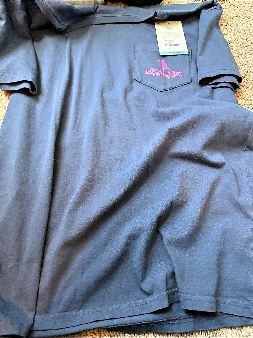 Local Boy Outfitters LG Sunset Spring '25 Graphic Pocket Tee in Blue & Pink Size